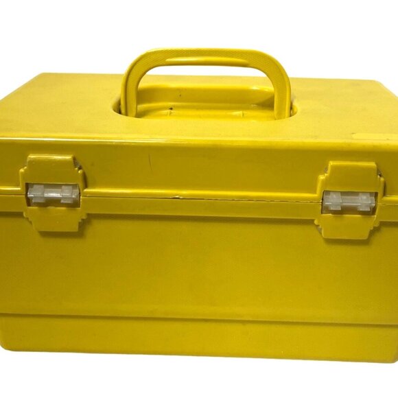 Yellow Plastic Sewing Organizer Box With Handle & Lock - Picture 6 of 9